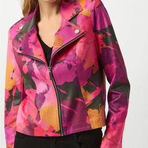 Joseph Ribkoff Pink and Orange Leather Jacket